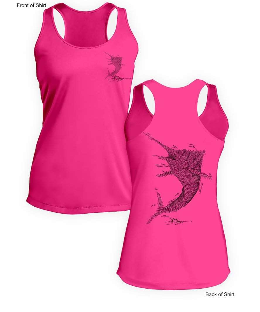 Bait Ball Marlin- Ladies Racerback Tank-100% Polyester